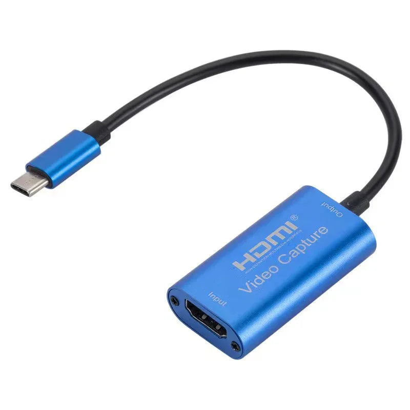 Blue USB-C to HDMI video capture adapter for recording and streaming