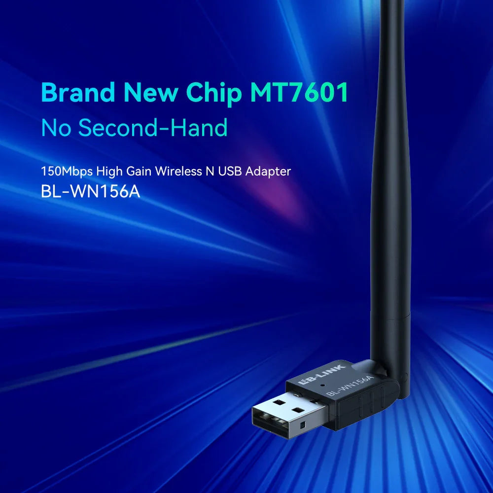 150Mbps high gain wireless USB adapter with antenna, model BL-WN156A, MT7601 chip