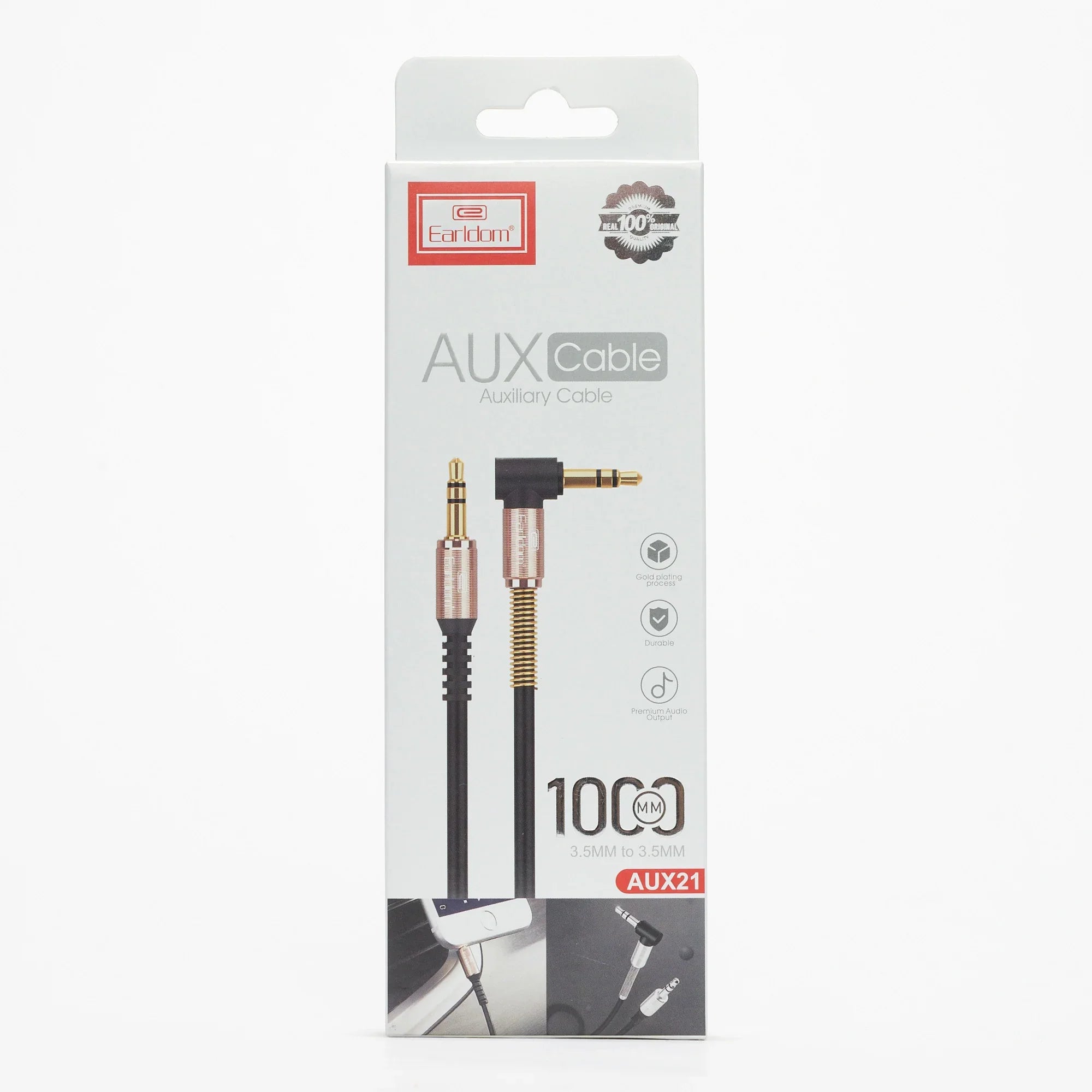 3.5mm male-to-male aux audio cable in retail box for auxiliary input devices