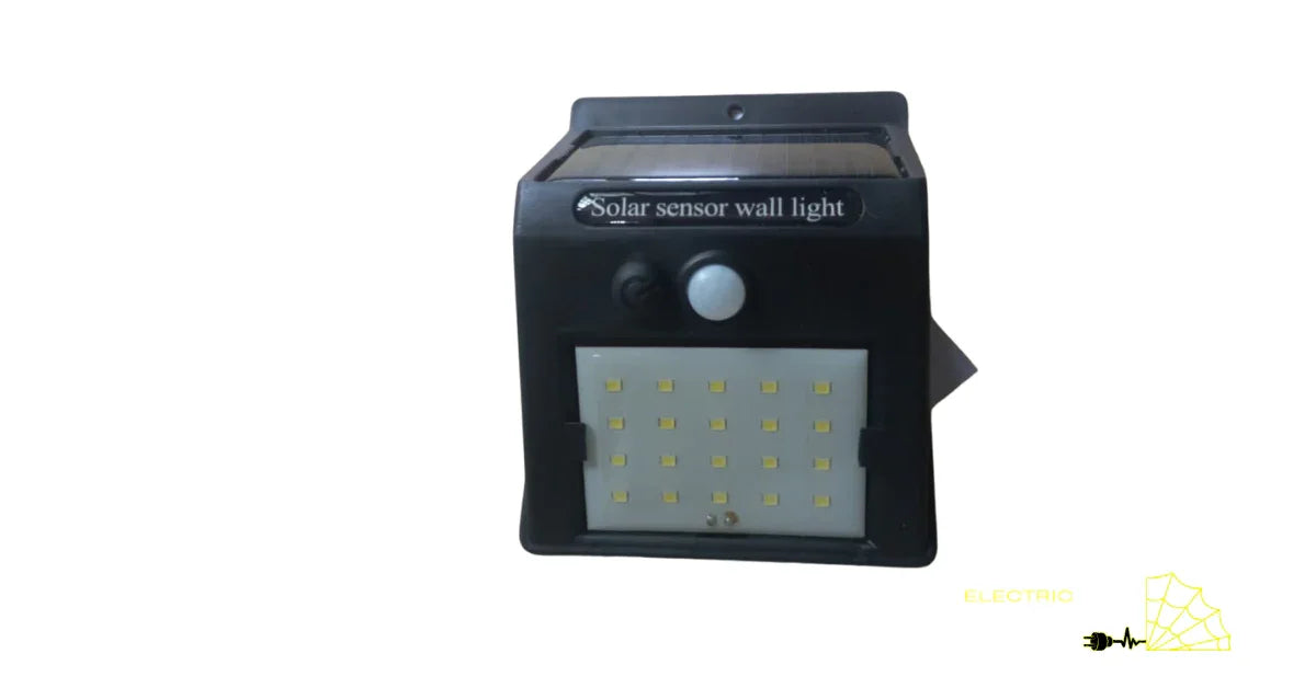 Solar sensor wall light with LED panel and motion sensor, black housing, for outdoor use